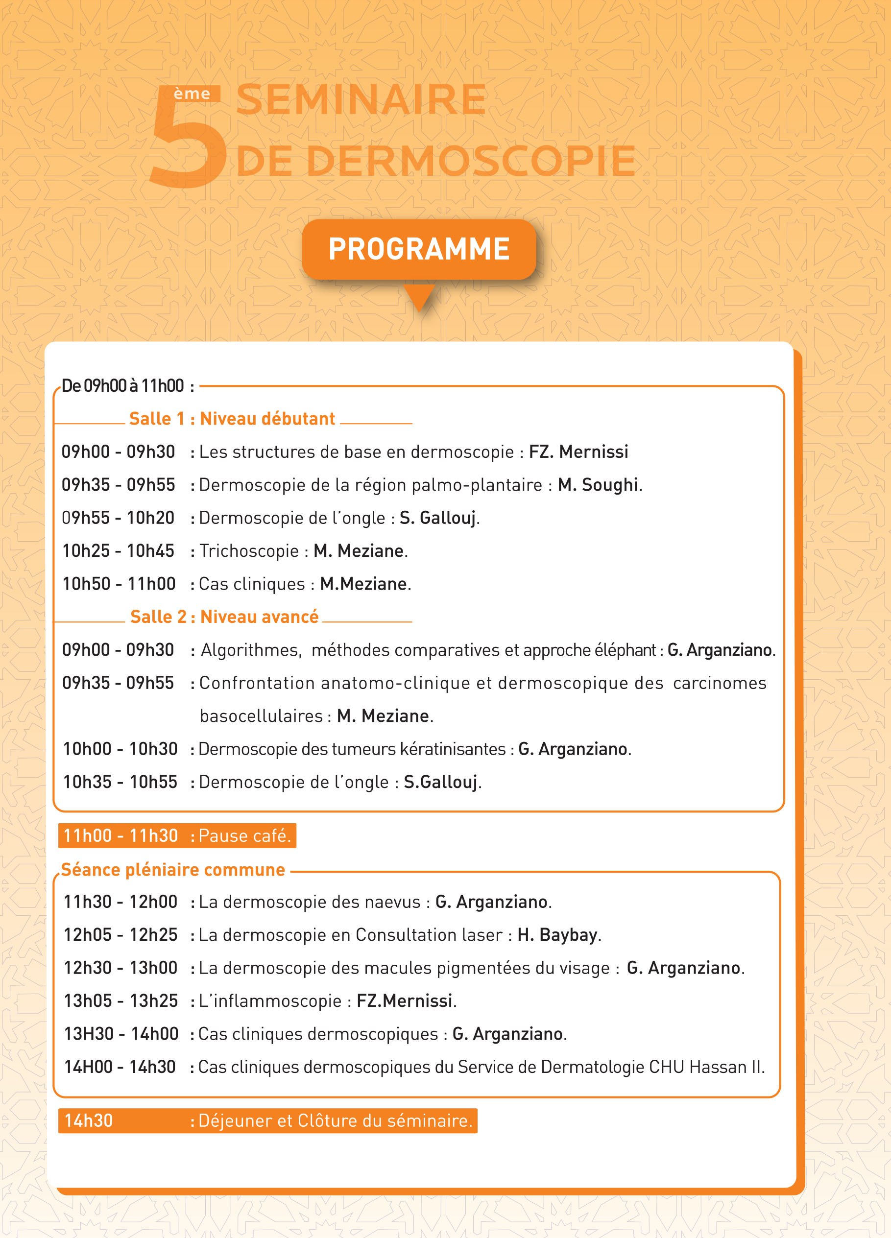 programme 5eme seminaire dermoscopie